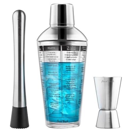 Final Touch Final Touch 16 oz Multicolored Glass/Stainless Steel Bar Tool Set FTA1834